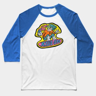 Ride On - crazy neon snowboarder Baseball T-Shirt